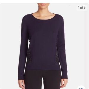 DVF Navy Sweater with back lace panel size small